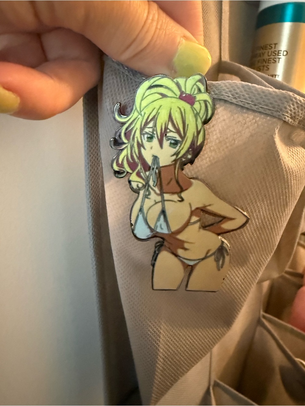 Anime Bikini Girl Pin - Yellow Hair, White Bikini